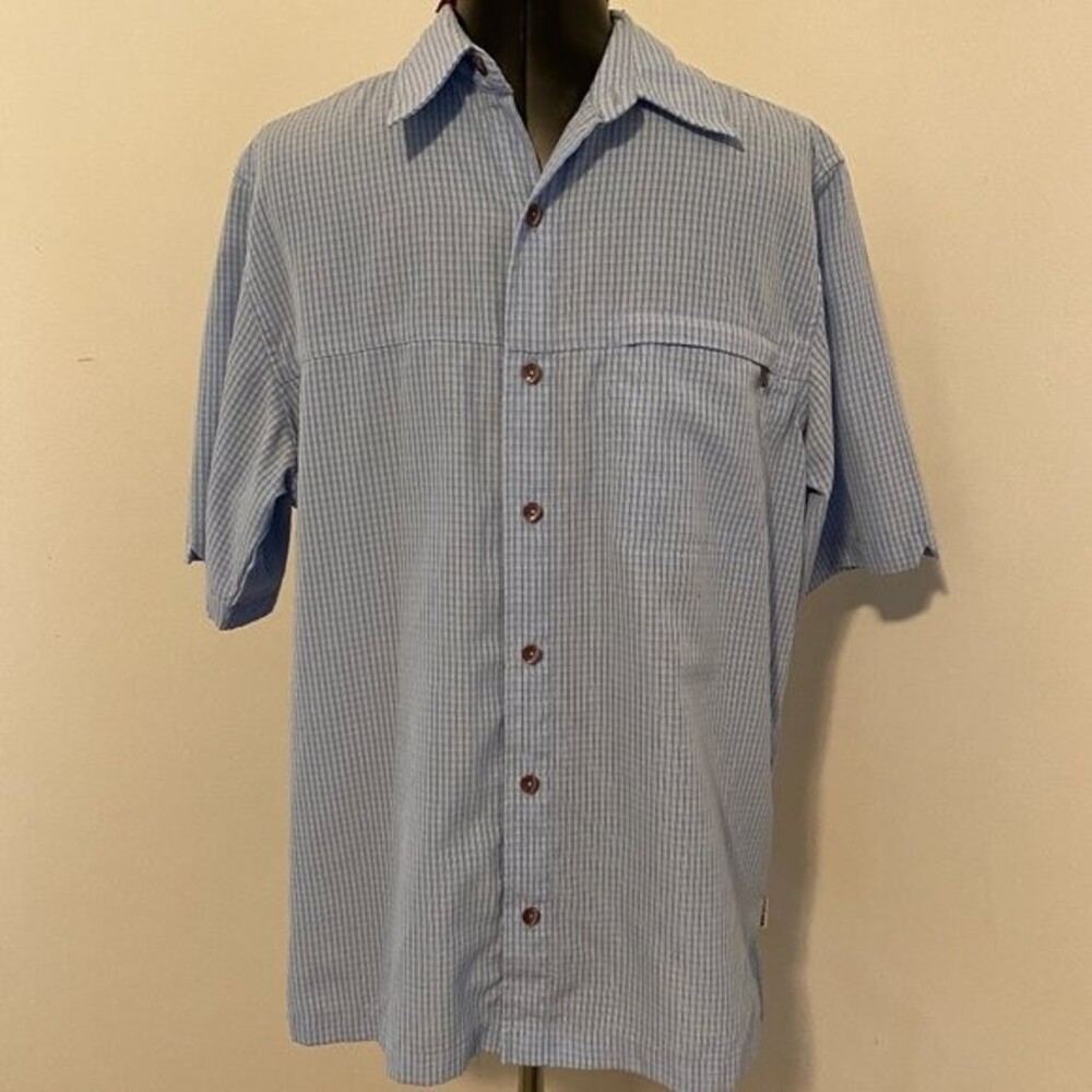 White Sierra Pinstripe Short Sleeve Button Down Mens Shirt Size M